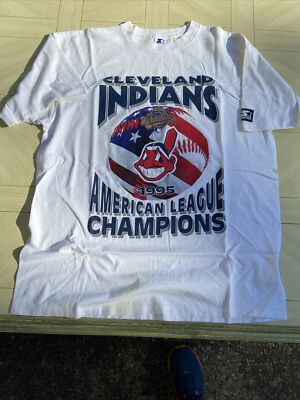 New Cleveland Indians 1995 World Series Amer League Champ  Starter T Shirt Sz XL