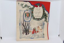 VINTAGE LARGE CHRISTMAS CARD With Love to my Wife at Christmastime with Envelope