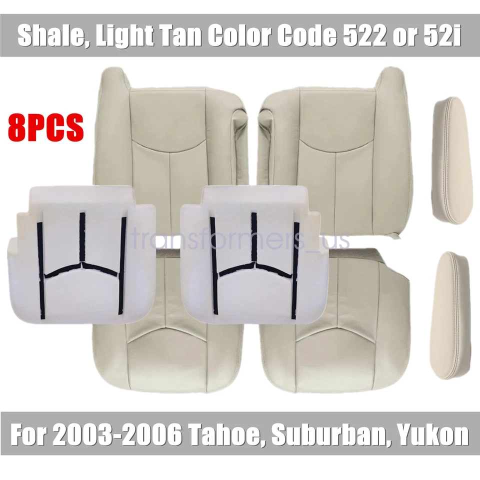 Front Leather Seat Cover & Foam Pad Tan For 2003-2006 Chevy Suburban 1500 2500 - Image 2 of 4