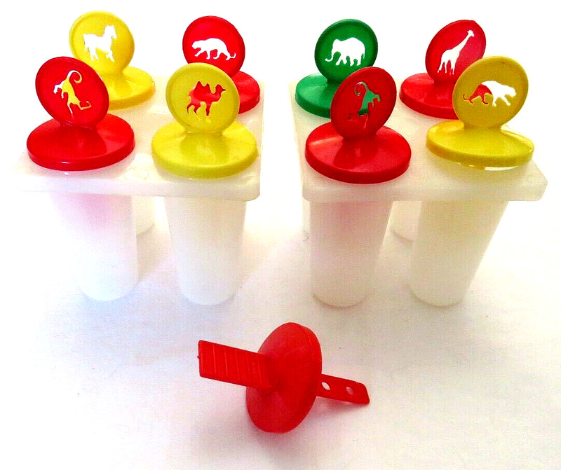 2 Plastic - 4 Slot Ice Pop Molds w/Colorful Plastic Sticks - SPRING SPECIAL!!!