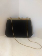 Vintage After Five Black Satin Evening Clutch