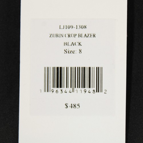 LoveShackFancy NWT Zubin Cropped Blazer Size 8 in Black w/ Tonal Floral Print - Picture 11 of 12
