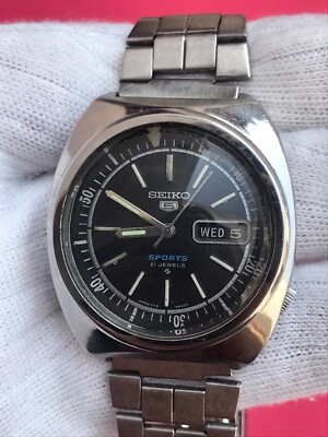 Vintage Seiko 5 Sports Automatic 21 Jewels 6319-6000 Japan Men's Watch