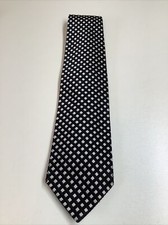 ANDREWS Ties Men's 100 Silk Necktie ITALY Geometric Black/Silver FREE SHIPPING