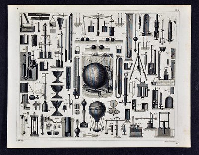 1849 Bilder Physics Print Hot Air Balloons Instruments Scales Gas Apparatus Ebay