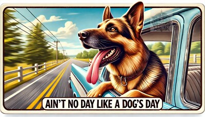 fridge refrigerator toolbox magnet 3x5 funny cute German Shepherd dog riding car