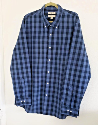 Goodthreads Men's Blue Plaid Standard-Fit Button Down Long Sleeve Shirt Size 2XL