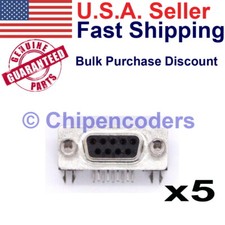 5 pcs DB9 Female RS232 D-SUB Serial 9 Pin Right Angle PCB Mount Connect