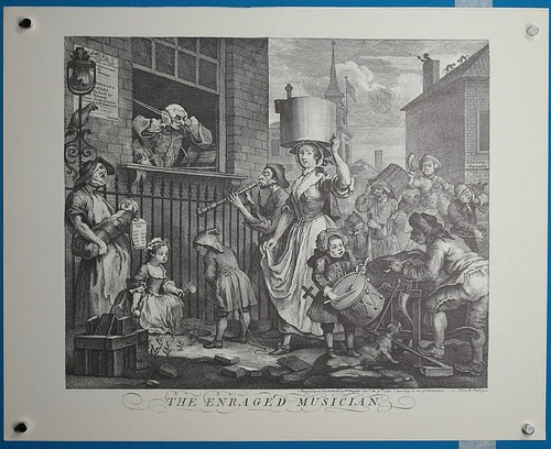 Hogarth Engraving "The Enraged Musician" from 101 Print  Edited Sean 1973