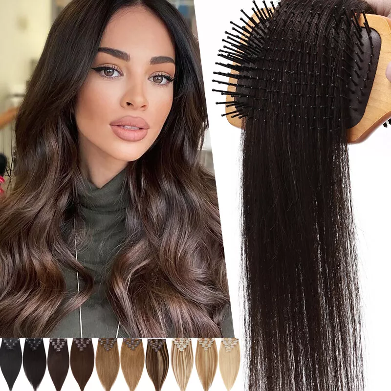 Balayage Clip In Human Hair Extensions 100 Real Indian Remy Hair Full Head Brow