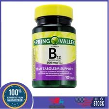 Spring Valley Vitamin B12 Supplement 500 mcg 100 Tablets
