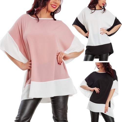 Blusa donna tunica maniche kimono bicolore elegante cerimonia TOOCOOL  VI-045 | eBay