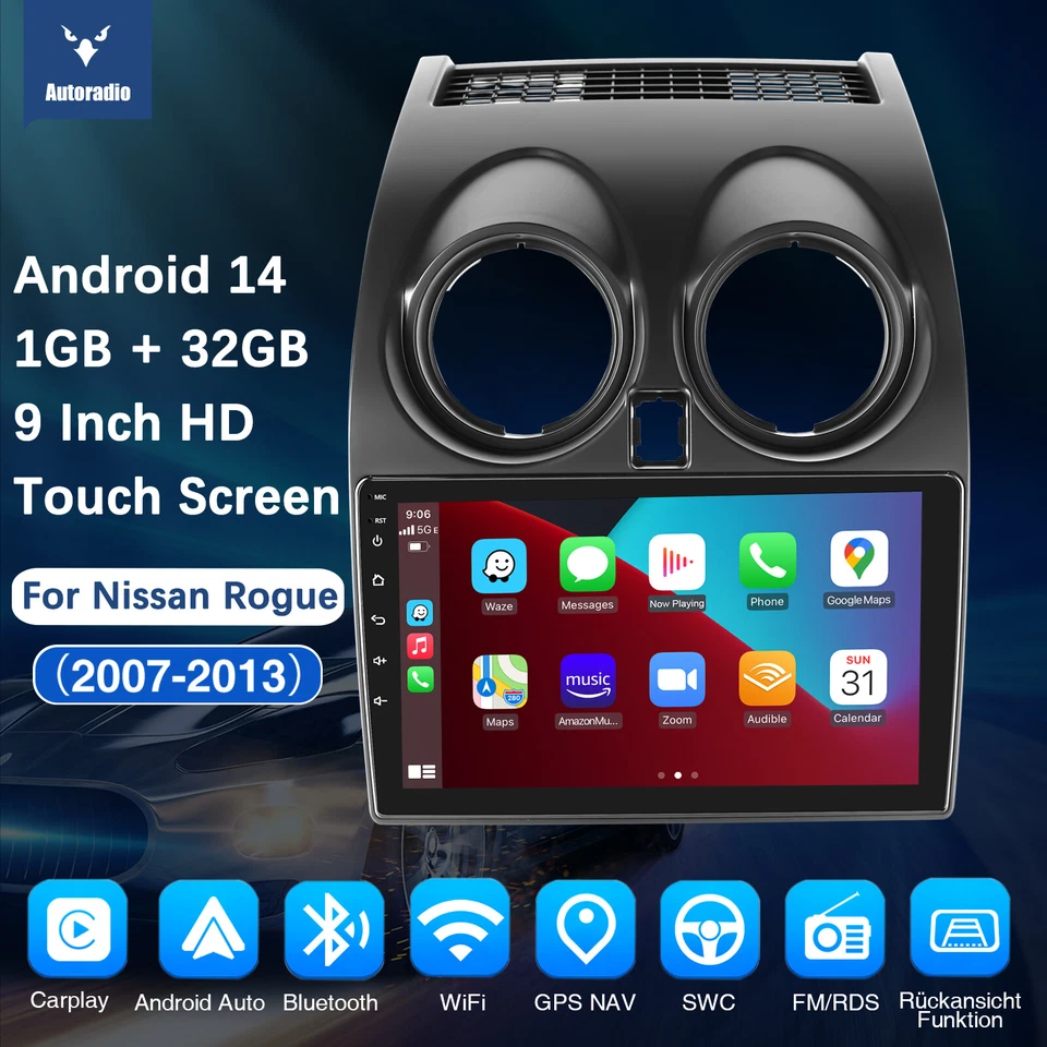 Radio estéreo para automóvil Nissan Rogue Apple Carplay Android 13 2008-2013 GPS navegación Foto 2 de 4