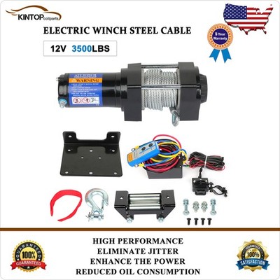 12V 3500Lb Electric Winch ATV UTV Steel Cable Truck Trailer With Wireless Remote