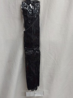 Women's Long Black Satin Gloves with Feathers 21''