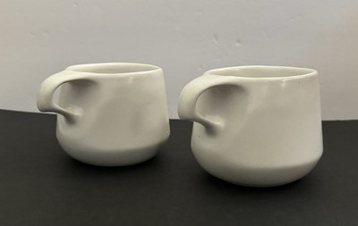 Vintage Bennington Potters VT. Mugs (2) ~ 1365B White Matte David Gil  MCM