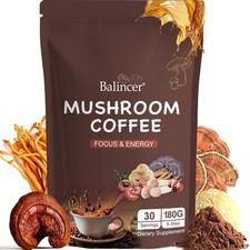 Mushroom Coffee, 6 Adaptogenic Mushrooms Lion's Mane, Cordyceps, Turkey Tail ...