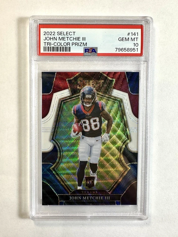 2022 Select #141 John Metchie III Tri-Color Prizm Rookie Texans RC /199 PSA 10 - Image 4 of 4