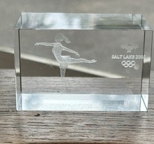 Salt Lake 2002 Winter Olympics 3D Crystal Figure Skater Paperweight