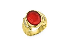 Estate 14K Yellow Gold Roman Intaglio & Diamond Ring