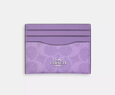 Coach CZ286 Slim ID Case in Signaure Canvas Silver/Iris