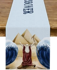 72 Inch Happy Passover Table Runner, Moses, Red Sea, Pesach Jewish Holiday