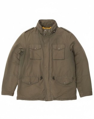 Hackett Mens Hooded Utility Jacket UK 42 XL Khaki Cotton BF34