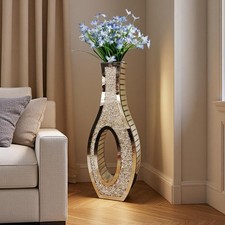 Bodenvase 76cm groß Glasvase XXL Vase mit Stras aus Glas luxuriös für Pampasgras