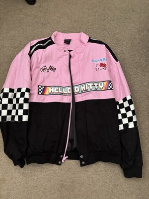 Hello Kitty Women's Pink/Black Colorblock Bomber Jacket Full Zip SM