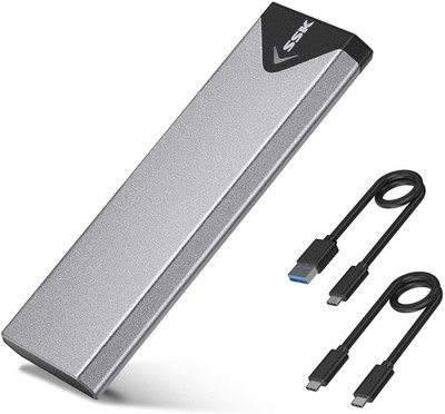 SSK M.2 NVME SATA SSD Enclosure Adapter, USB 3.2 Gen 2 (10 Gbps) to NVME PCI-E S