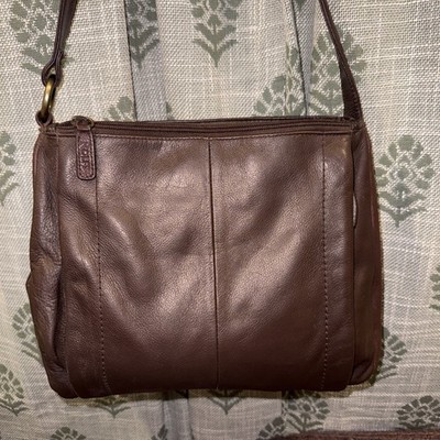 Vintage Rolfs Genuine Brown Leather Shoulder Bag Purse Tote Pocketbook