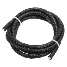 6mm Round Braided Leather Cord for Crafts Jewelry Making, Black(1.1Yards)