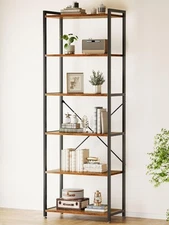 Book Shelf, 6 Tier Tall Bookshelf, Modern Wood Bookcase Shelves for Bedroom, ...