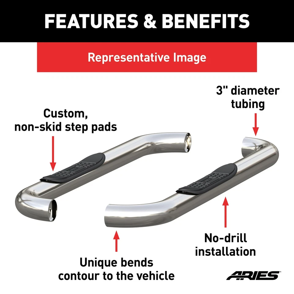 Aries 3in Round Stainless Steel Nerf Bars Steps Boards for 1987-06 Jeep Wrangler Foto 4 de 4