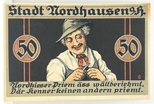 1921 Nordhausen Germany 50 Pfennig Notgeld Prien Knife Maker Illustration