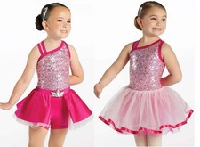 Dance Costume NEW Int Child Pink Weissman 15905 Ballet Jazz Tap Sequin 2in1