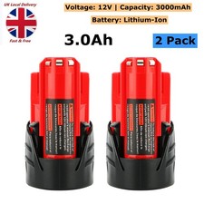 2x Battery Fit For Milwaukee for M12 LI-ION 3Ah High Capacity 12V 48-11-2402