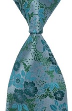 New Top Quality 100 Silk Floral Light Blue Green Classic Men's Wedding Necktie