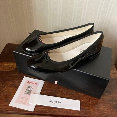 Rare Repetto Black Patent Leather Ballet Flats Shoes Size 36 (US 6) EUC
