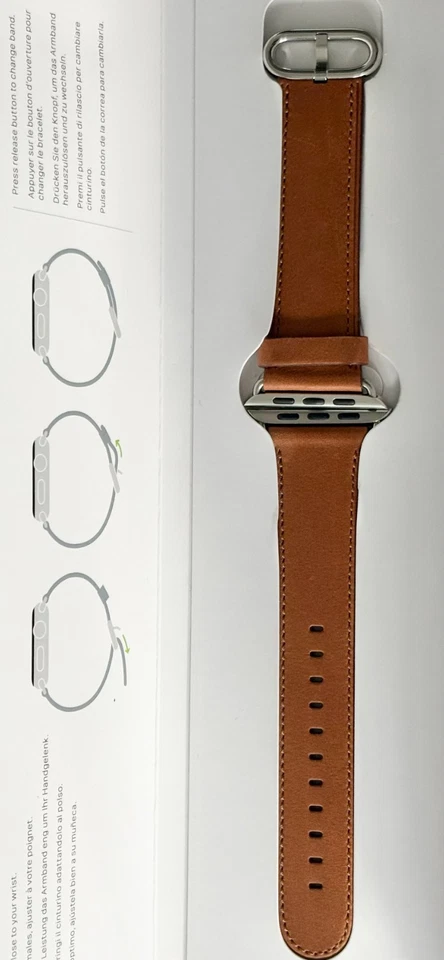 Original Genuine Apple Watch 42mm Classic Buckle Leather Band Saddle Brown w/Box - Image 2 of 4