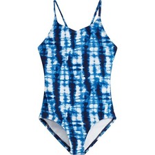 Kanu Surf Girls' 12 Blue Hurricane UPF 50 Beach Sport One Piece Swimsuit E8-2