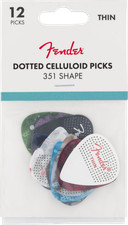 Genuine Fender 351 Dotted Celluloid Guitar Picks, 12-Pack, THIN, 198-0200-100