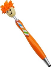 Mop-Head Stylus Pen 6" Orange Hair...Clean Keyboard, Write, Scroll Your Tablet