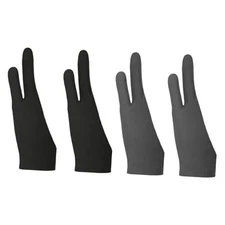 4 Pack Artist Gloves for Drawing Tablet Free Size with Two Fingers Black, Gray