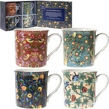 Leonardo Collection Set of 4 China Coffee Mugs William Morris Mugs 1834-1896