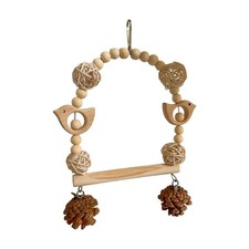 Natural Wood Bird Perch Bird Hanging Swing Perch Bird Chewing Toy for Parrot