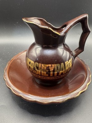 Vintage 1980 s  Hersheypark Chocolate Town USA Pitcher & Basin Set Hershey, PA