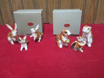 Vintage Lot of 6 Miniature Bone China Japan Chipmunk & Rabbit Family Figurines