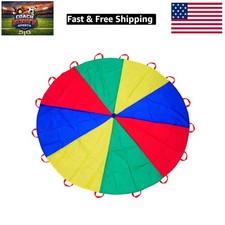 6.5ft/10ft/12ft/13ft/16.4ft/20ft Rainbow Parachute for Outdoor Party Games, K...