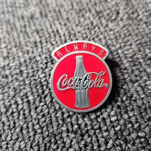 Vintage 1997 Always Coca Cola Bottle and Crest Pewter Like Lapel Hat Pin